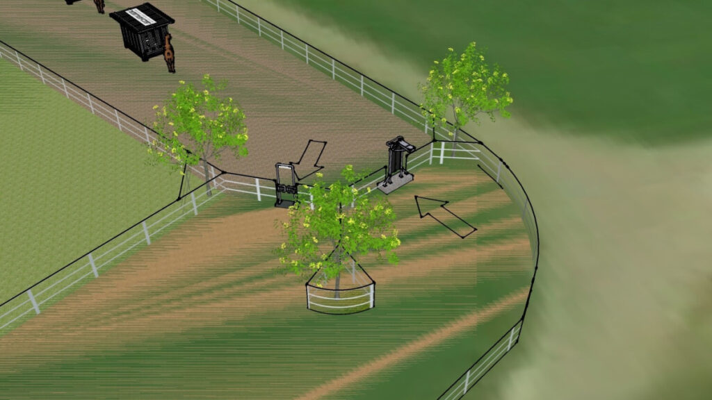 illustration 3D d'une porte d'accès temporaire automatique pour cheval